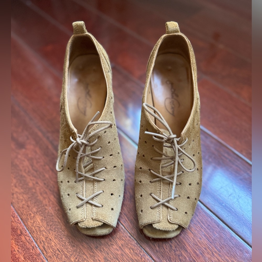 Rachel Comey Anthropologie Suede Laced Oxfords Heels size 6.5